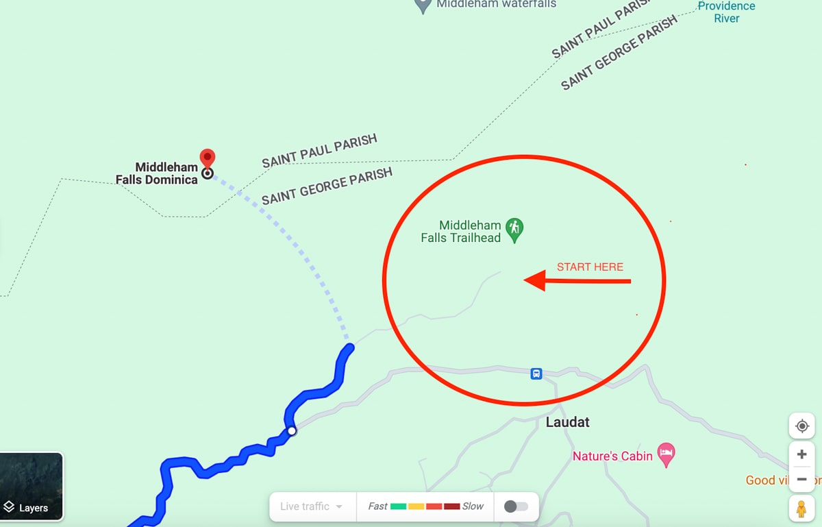map to Middleham Falls