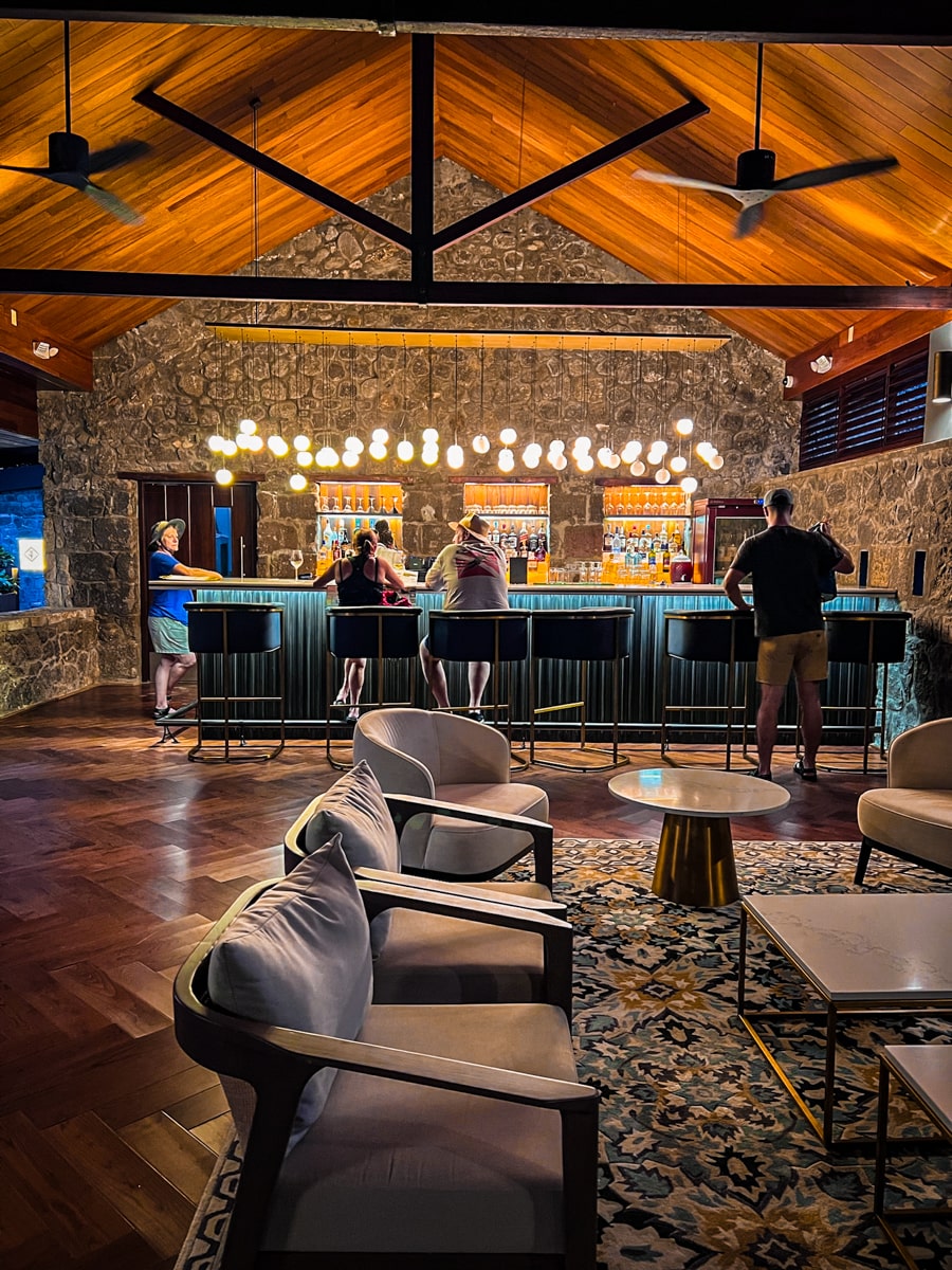 indoor bar at the Fort Young Hotel in Roseau in Dominica 
