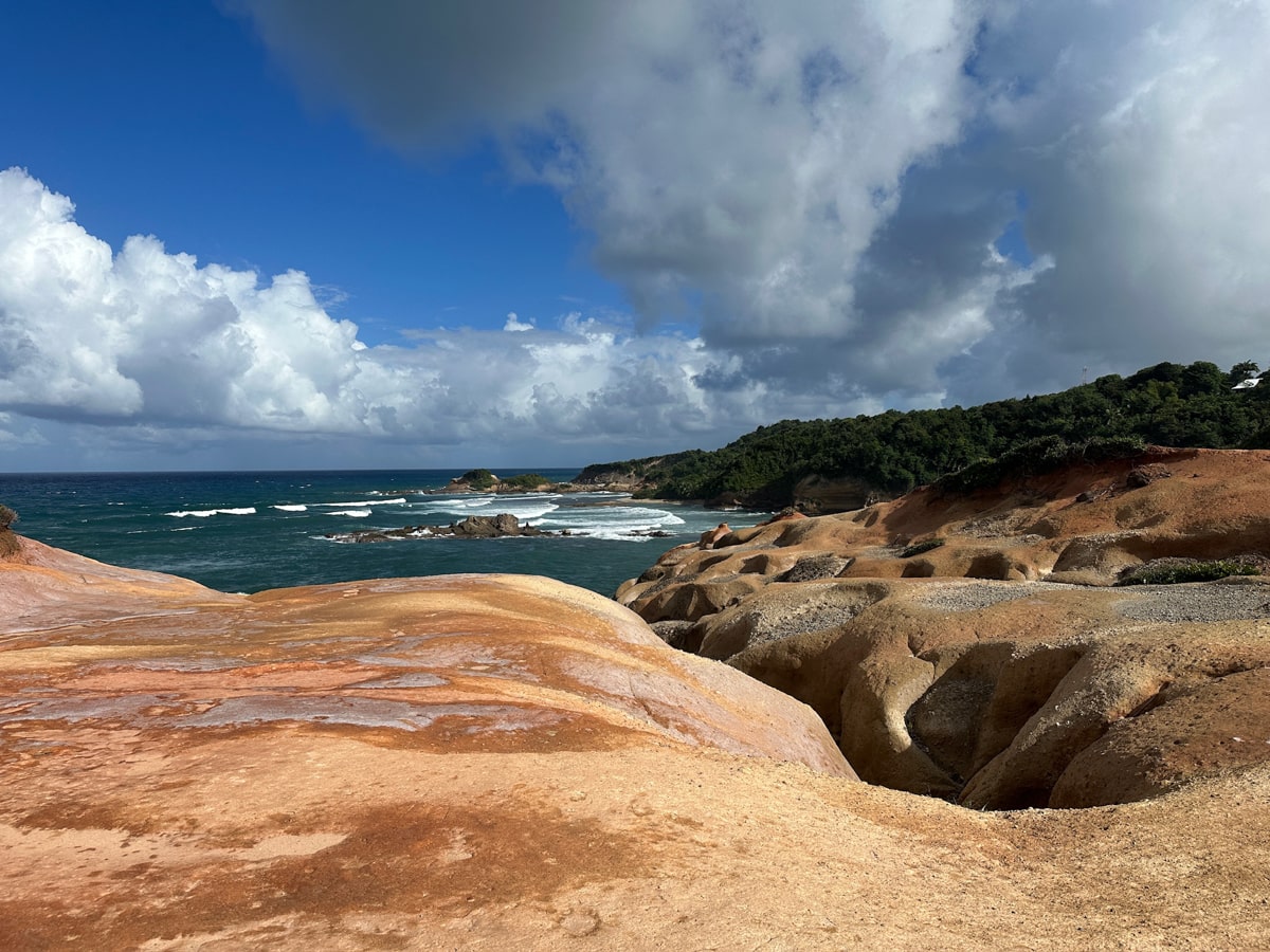 Red Rocks facing the sea on the northern coast of Dominica in calibishe 