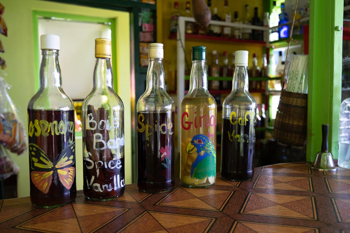 a few bottles of Bush Rum made in Dominica