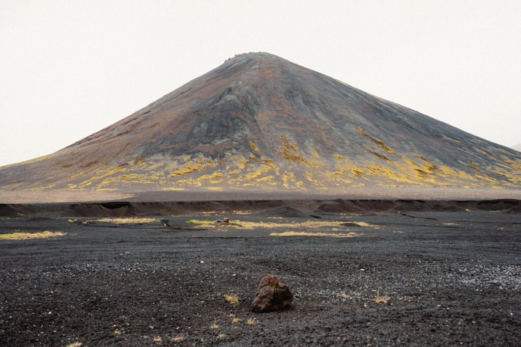 volcanic mountain in Barserkjahraun lava field in Snaefellsnes Peninsula Iceland