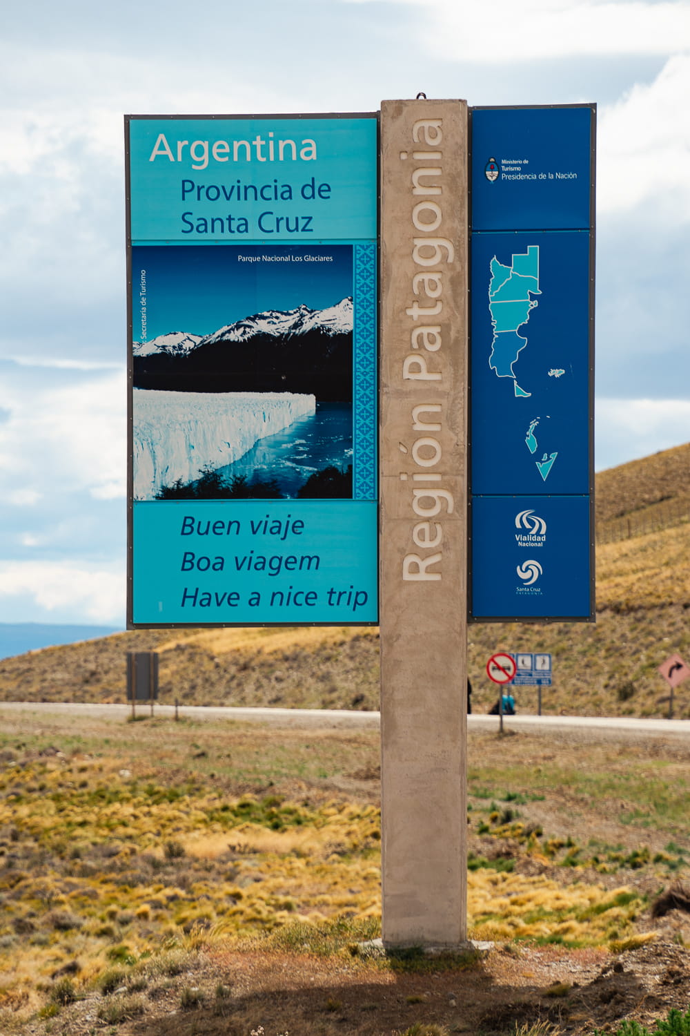 Patagonia road sign near El Calafate, Argentina